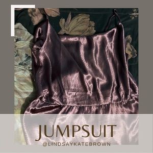 Eloquii Shiny Purple Jumpsuit with Cowl Neck